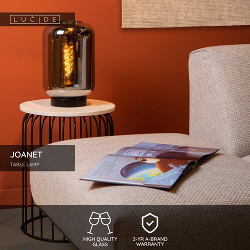 Lucide JOANET - Table lamp - Ø 22 cm - 1xE27 - Smoke Grey - USP